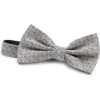 Gents - Strik zijde print ovaal puntig - Zijde - Grijs - Maat One/One