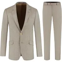 Gents - pak / kostuum 2-delig Glen plaid bruin - Wol - Bruin - Maat 52/52