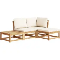 vidaXL 4-delige Loungeset met kussens massief acaciahout