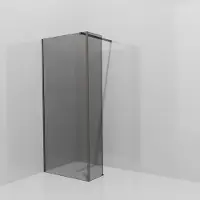Balmani Modular inloopdouche met vaste zijwand: 90 x 200 cm, Rookglas, Brushed GunMetal profielen
