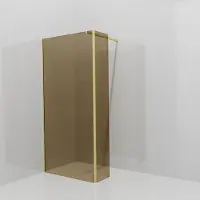 Balmani Modular inloopdouche met vaste zijwand: 100 x 200 cm, Brons glas met coating, Brushed Champagne Gold profielen