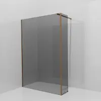 Balmani Modular inloopdouche met vaste zijwand: 140 x 200 cm, Rookglas met coating, Brushed Rosegold profielen