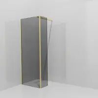 Balmani Modular inloopdouche met vaste zijwand: 80 x 200 cm, Rookglas, Brushed Champagne Gold profielen