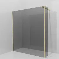 Balmani Modular inloopdouche met vaste zijwand: 180 x 200 cm, Rookglas met coating, Brushed Champagne Gold profielen
