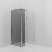 Balmani Modular inloopdouche met vaste zijwand: 80 x 200 cm, Rookglas, Brushed CoolMetal profielen