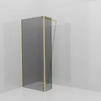 Balmani Modular inloopdouche met vaste zijwand: 90 x 200 cm, Rookglas met coating, Brushed Champagne Gold profielen