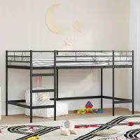 Prolenta Maison Exclusive - Kinderbed met hemelbed, effen zwart, 100 x 200 cm, staal