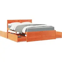 Prolenta Maison Exclusive - Bed met lades en matras, wassenbruin, 120x190 cm, massief hout