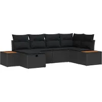 vidaXL Tuinbank Set Zwart poly rattan