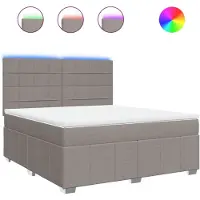vidaXL Boxspring met matras stof taupe 180x200 cm