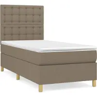 vidaXL Boxspring met matras stof taupe 100x200 cm