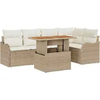 vidaXL Tuinbank Set 6 st Beige Poly rattan