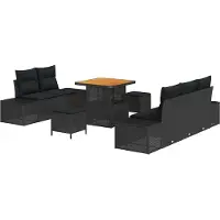 vidaXL Tuinbank Set 8 st 7-Aantal zitplaatsen Zwart Poly rattan