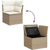 vidaXL Tuinbank Set 7 st Beige en Crème poly rattan