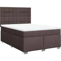 vidaXL Boxspring met matras stof donkerbruin 160x200 cm