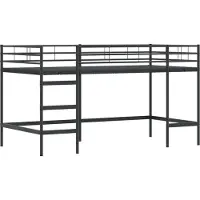 Syfax Loftbed voor Kids Effen Zwart 90 x 200 cm Staal