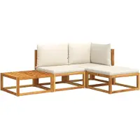 vidaXL 4-delige tuinbankset met kussens acaciahout & rotan