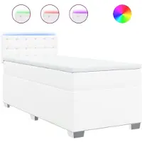 vidaXL Boxspring met matras kunstleer wit 90x200 cm