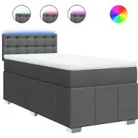 vidaXL Boxspring met matras stof donkergrijs 90x190 cm