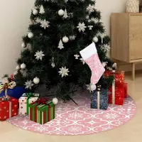 Prolenta Maison Exclusive - Luxe vloerkleed voor onder de kerstboom met roze kerststrumpf, 90 cm