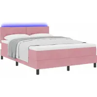Syfax LED Box Spring Bed met hoofdeinde Roze 140 x 190 cm Fluweel