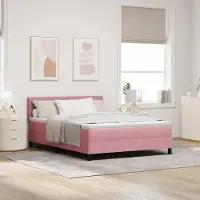 Prolenta Maison Exclusive - LED boxspringbed met hoofdeinde, roze, 160 x 200 cm, fluweel