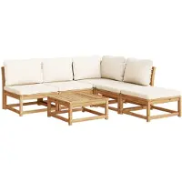 vidaXL 6-delige Loungeset met kussens massief acaciahout