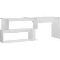Syfax Hoekbureau 200x50x76 cm bewerkt hout hoogglans wit
