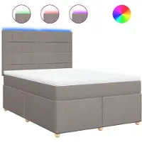 vidaXL Boxspring met matras stof taupe 140x200 cm