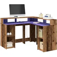 Prolenta Maison Exclusive - Bureau met LED-verlichting, imitatie oud hout, 130x130x91 cm, composiethout