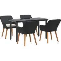 Syfax Tuin eettafelset 5 st Zwart poly rattan