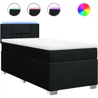 vidaXL Boxspring met matras stof zwart 90x200 cm