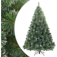 Syfax Kunst Kerstboom met Geveerde Takken, Sneeuw Bedekt Groen 210 cm