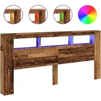 vidaXL Hoofdeinde met LED 220x18,5x103,5 cm bewerkt hout oud hout