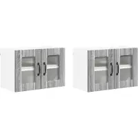 vidaXL Wandglas Kasten LUCCA 2 st Grijs sonoma Bewerkt hout
