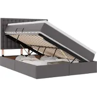 Syfax Opbergbed met LED met hoofdeinde Grijs 140 x 200 cm Nep Leer