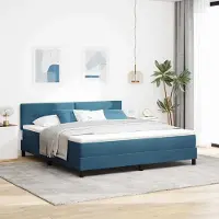 Prolenta Maison Exclusive - LED boxspringbed met hoofdeinde, donkerblauw, 180 x 200 cm, fluweel