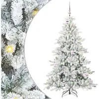 Syfax Kunstmatige Inklapbare Kerstboom Wit 180 cm PVC en staal