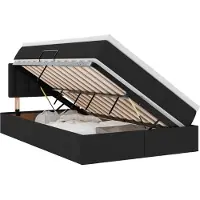 Syfax LED Opslagbed met Matras Zwart 120 x 200 cm Stof