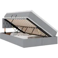 vidaXL LED opbergbed met matras Lichtgrijs 120 x 190 cm Stof