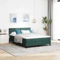 Prolenta Maison Exclusive - LED boxspringbed met hoofdeinde, donkergroen, 140 x 200 cm, fluweel