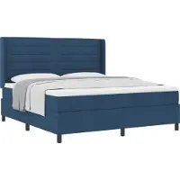 vidaXL Boxspring bed met kussen met hoofdeinde Blauw 200 x 180 cm Stof