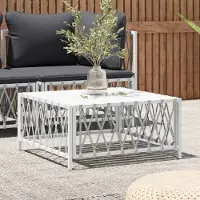 Prolenta Maison Exclusive - Tuintafel, wit, 70x70x34 cm, met tafelblad van kunststof