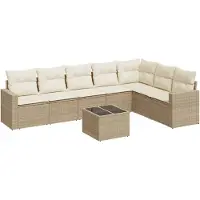 vidaXL 8-delige Loungeset met kussens poly rattan beige