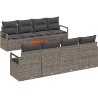 vidaXL Tuinset met 9 stukken, grijs, van polyrotan