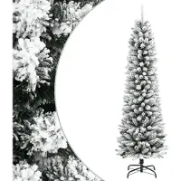 Prolenta Maison Exclusive - Kunstkerstboom, slank model met sneeuw, 180 cm, gemaakt van PVC en PE