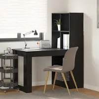 Prolenta Maison Exclusive - Tafel met planken, zwart eikenfineer, 122 x 67 x 145 cm, composiethout