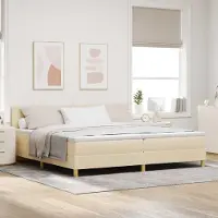 Prolenta Maison Exclusive - LED boxspringbed met hoofdeinde, crème kleur, 200 x 200 cm, gestoffeerd