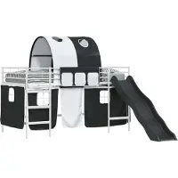 Syfax Bunkbed voor kinderen met gordijnen Wit en zwart 100 x 200 cm