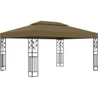 The Living Store De Living Store paviljoen met dubbel dak, afmetingen 3x4 meter, kleur taupe, gewicht 180 g/m²